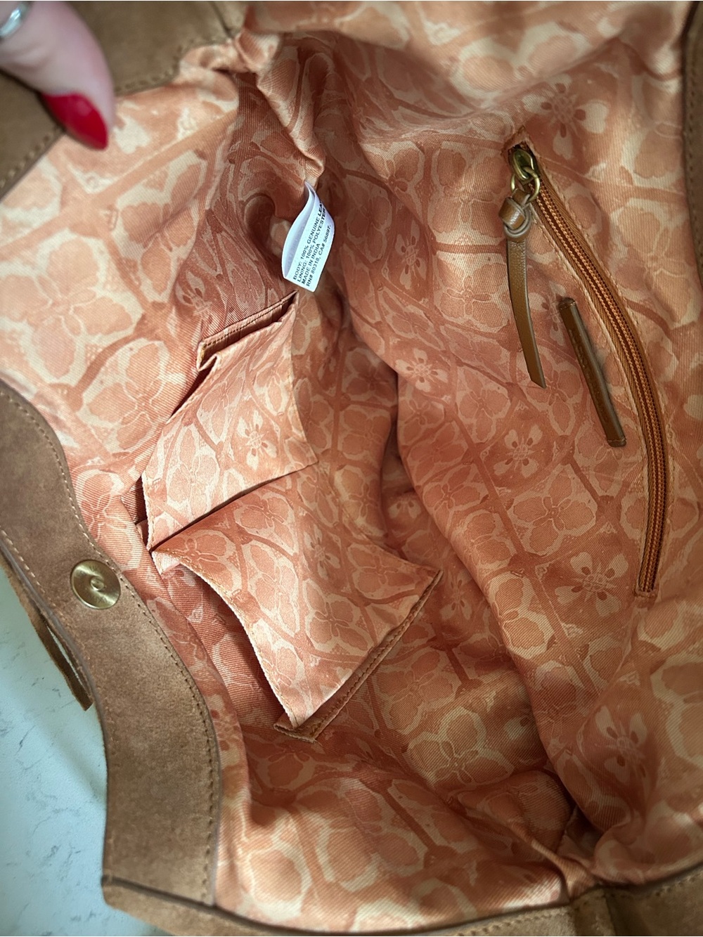 🍀Lucky Brand Nyra Suede Leather Fringe Tote Shoulder Bag in Rust Brown - Picture 13 of 16